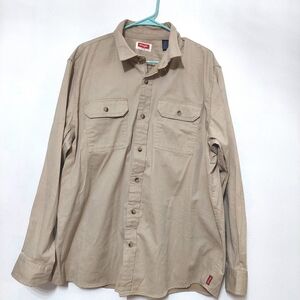 Wrangler Men's Beige Casual Button-Down Shirt Western Work XL Long Sleeve